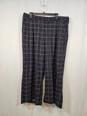 Torrid Wide Leg Crepe Ink Dot Plaid Trousers NWT